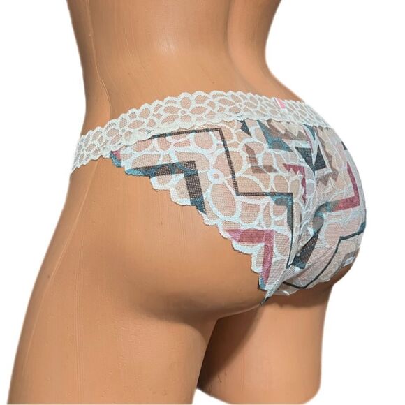 Victorias Secret Pink Discontinued Extra low rise lace Bikini Panty multicolor L - Picture 1 of 8